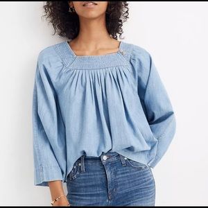 EUC Madewell Denim Squareneck Top L